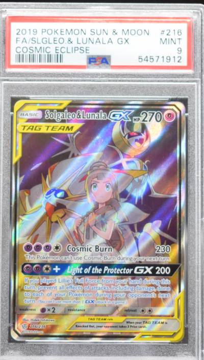 Pokémon Solgaleo & Lunala GX 216/236 Cosmic Eclipse - 2019 Pokemon - PSA 9