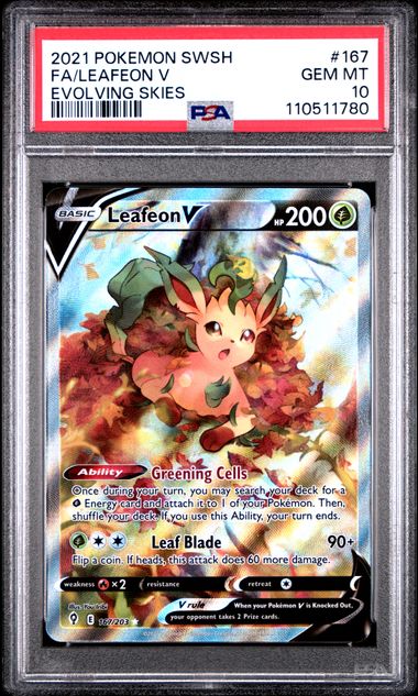 Pokémon Leafeon V 2021 PokéMon Evolving Skies #167/203 PSA 10