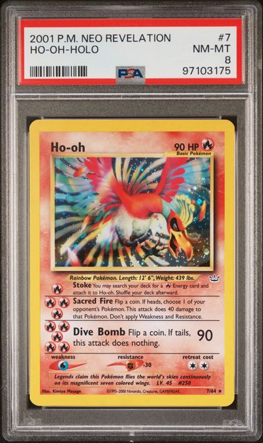 Pokémon Ho-Oh PokéMon Neo Revelation Unlimited Holo #7/64 PSA 8