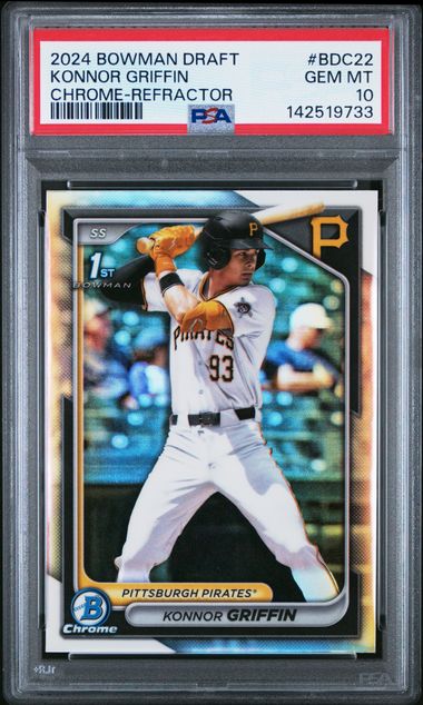 Baseball Bowman Konnor Griffin 2024 Bowman Draft 1st Bowman Chrome Refractor PSA 10