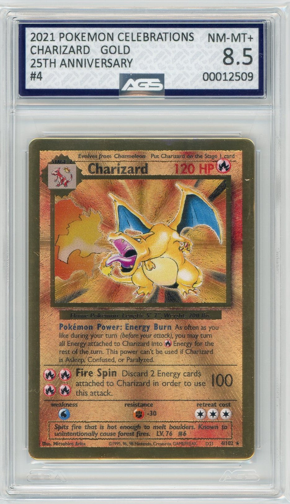 Ags (Nm-Mt+ 8.5) Metal Charizard (Gold) #4/102 - Celebrations (#00012509)