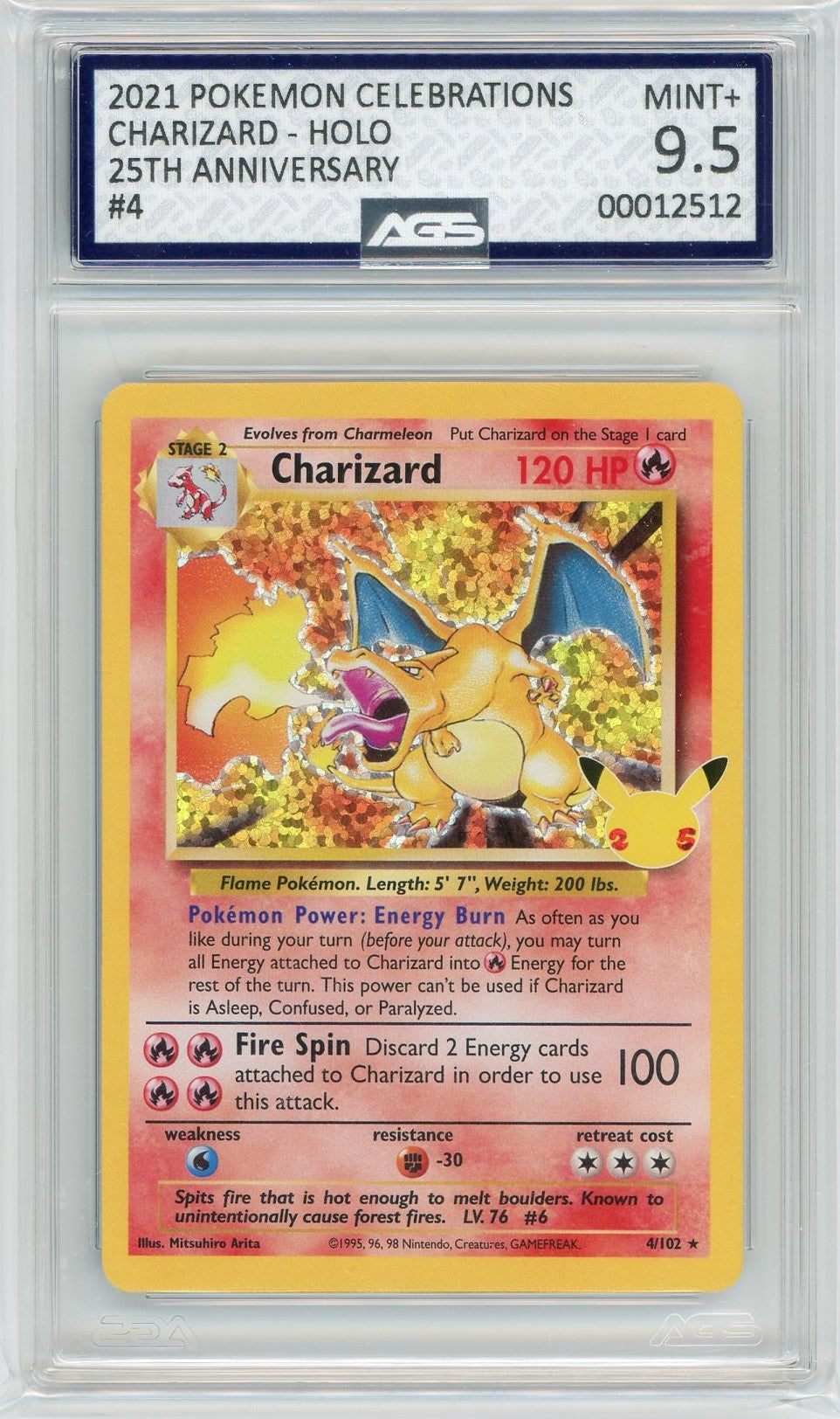 Ags (Mint+ 9.5) Charizard #4 - Celebrations (#00012512)