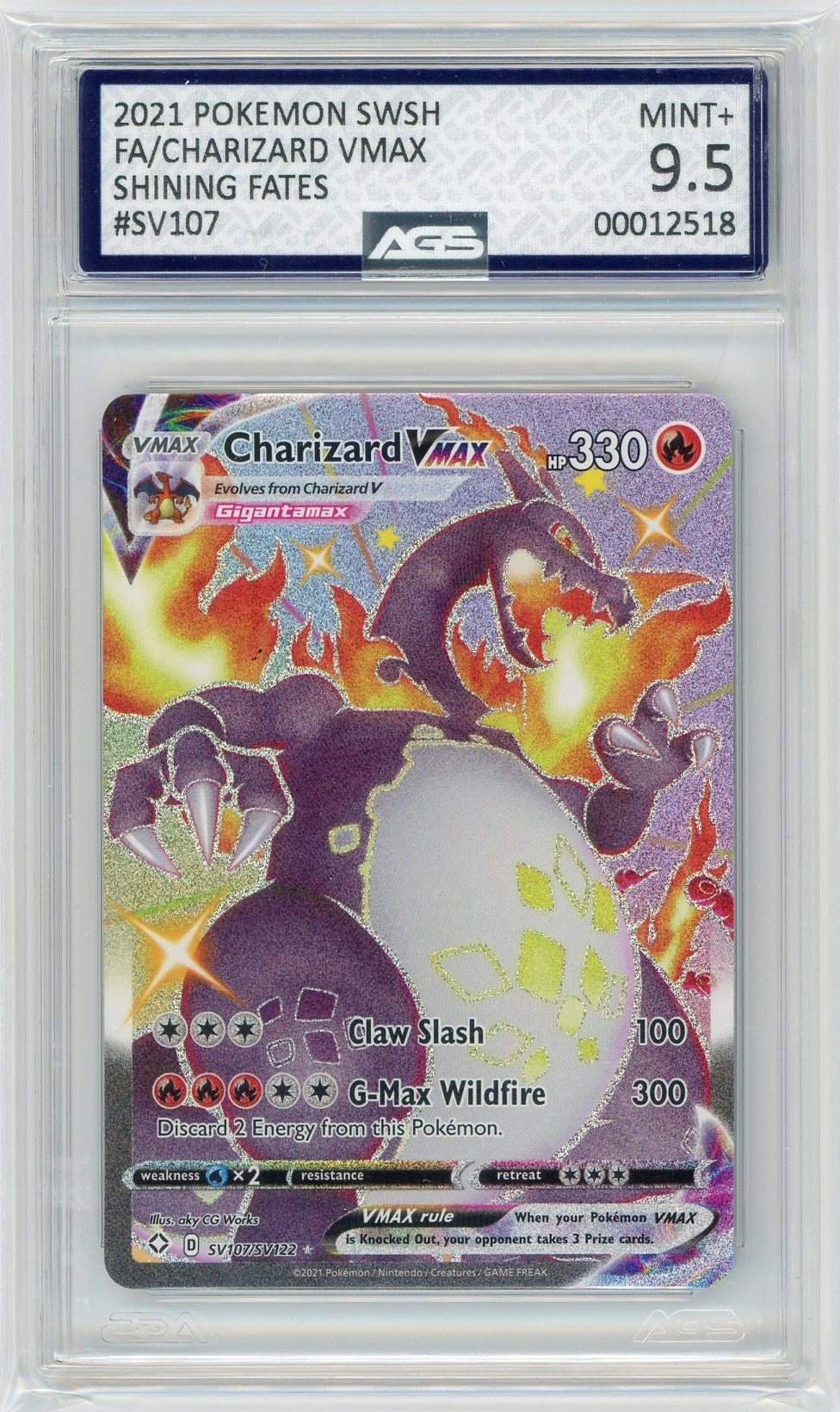 Ags (Mint+ 9.5) Charizard Vmax #Sv107 - Shining Fates (#00012518)