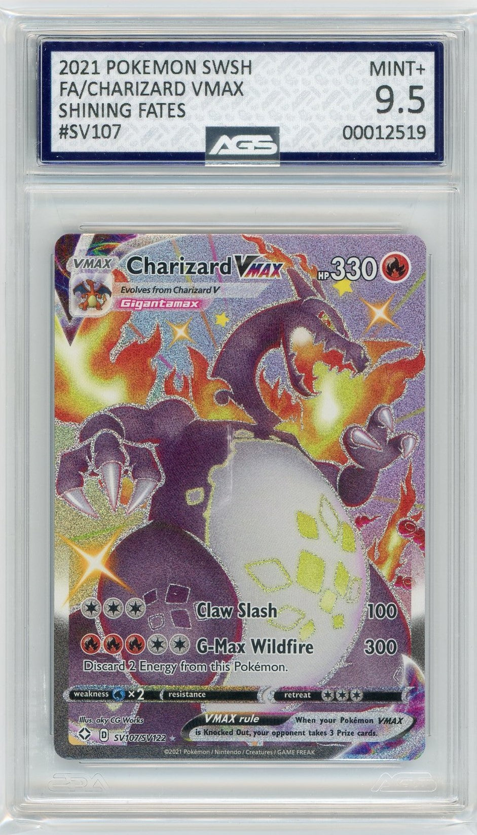 Ags (Mint+ 9.5) Charizard Vmax #Sv107 - Shining Fates (#00012519)