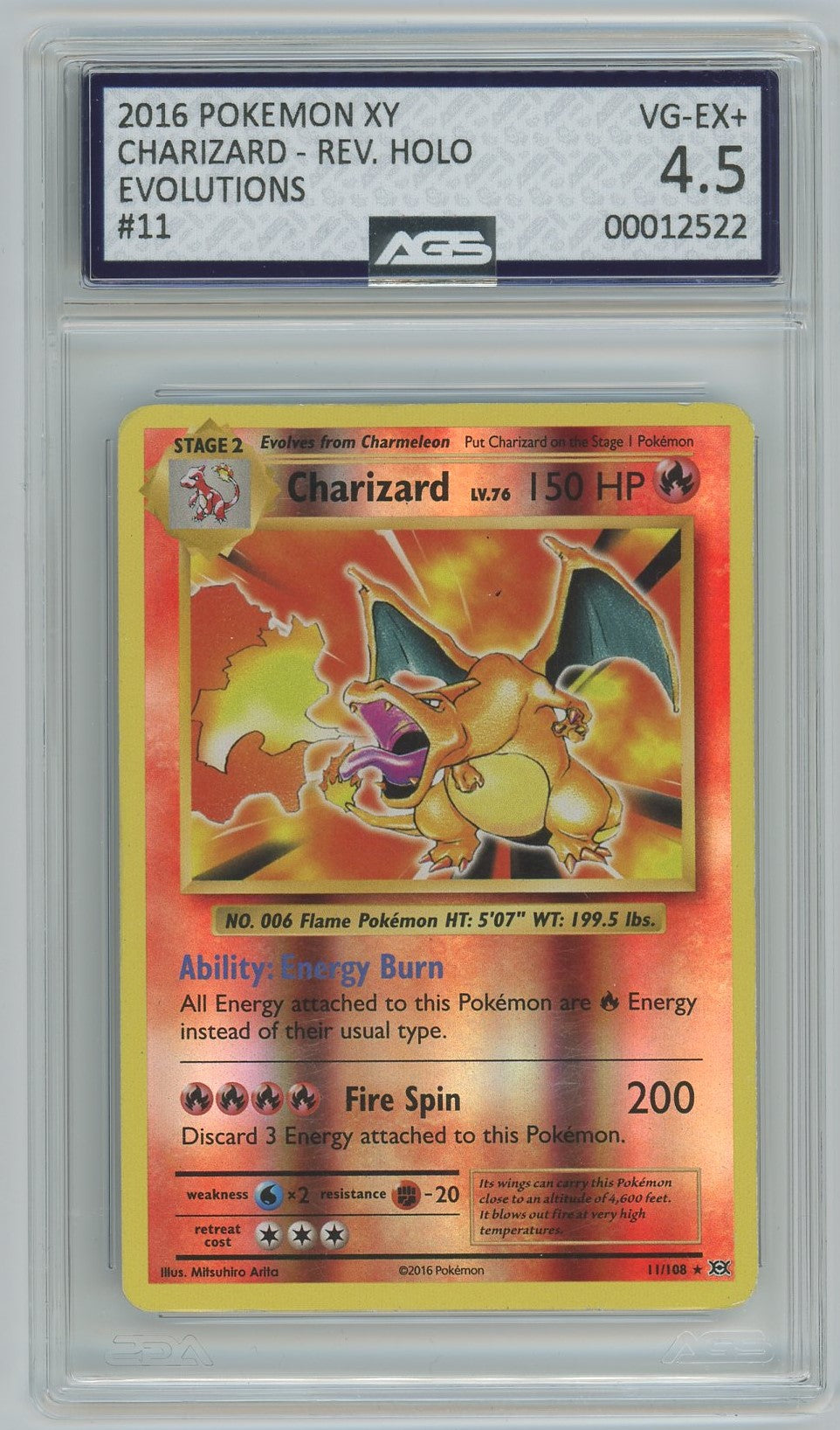 Ags (Vg-Ex+ 4.5) Charizard #011 - Xy Evolutions (#00012522)