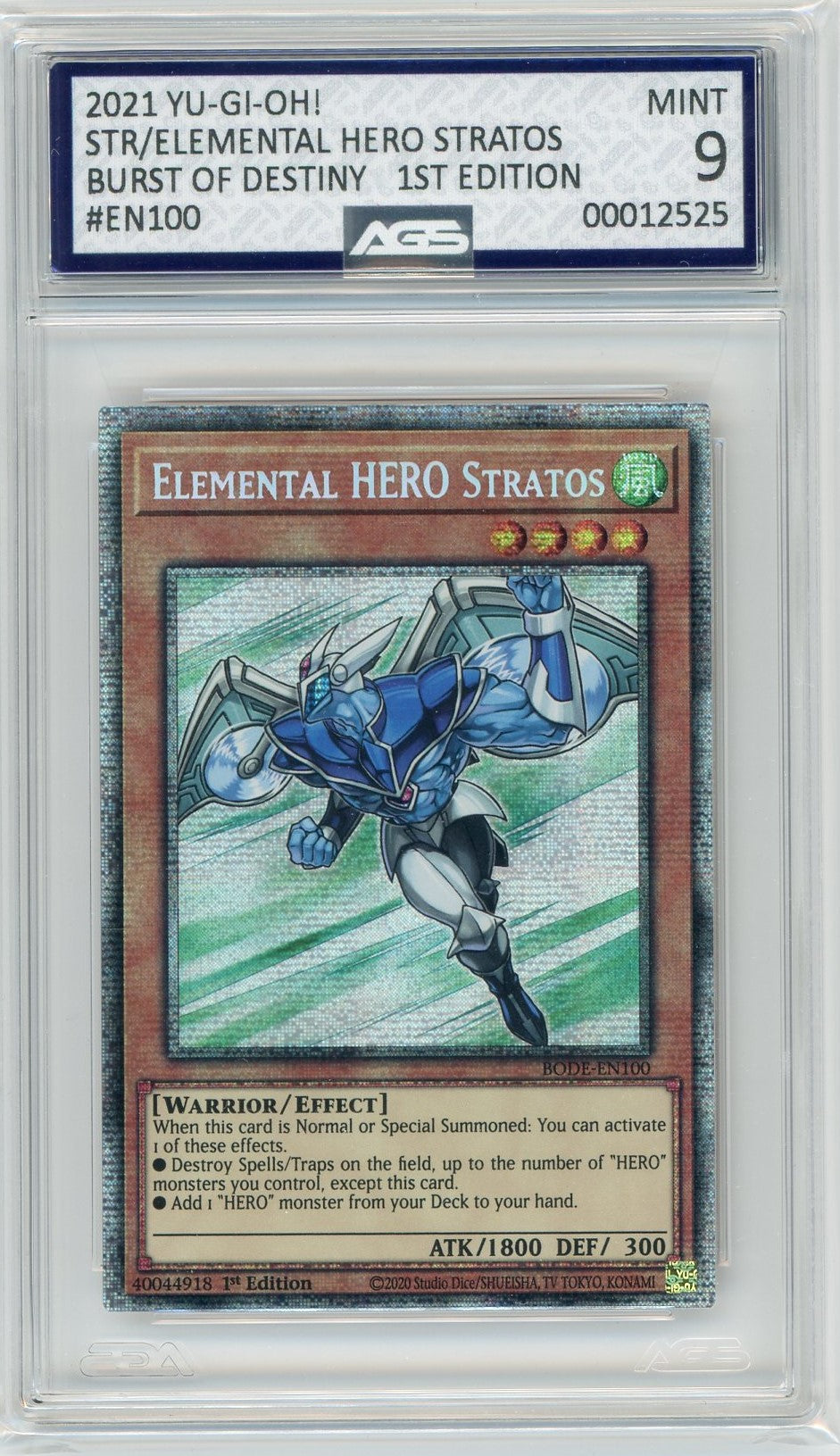Ags (Mint 9) Elemental Hero Stratos #En061 - Battles Of Legend Hero's Revenge (#00012525)