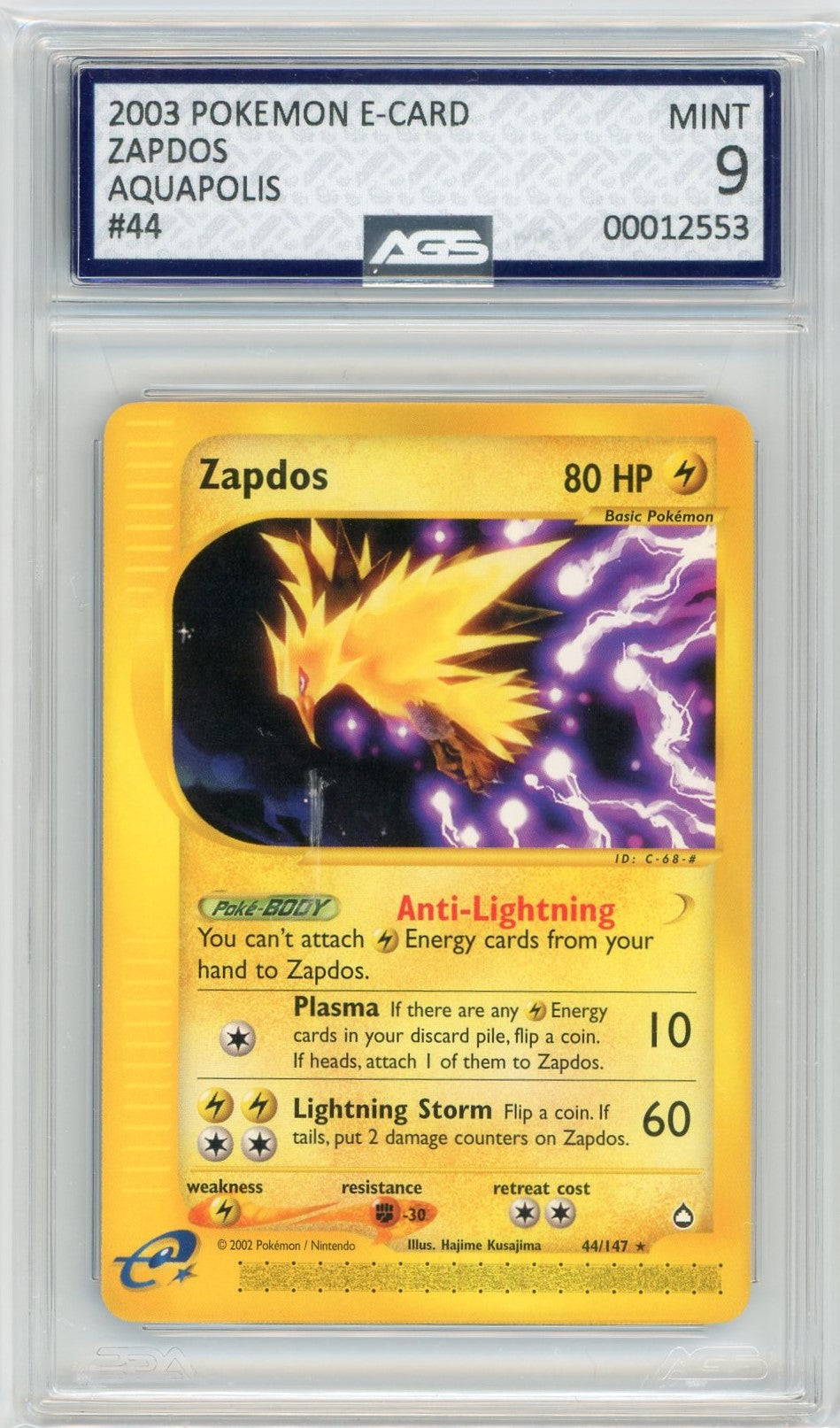 Ags (Mint 9) Zapdos #44 - Aquapolis (#00012553)