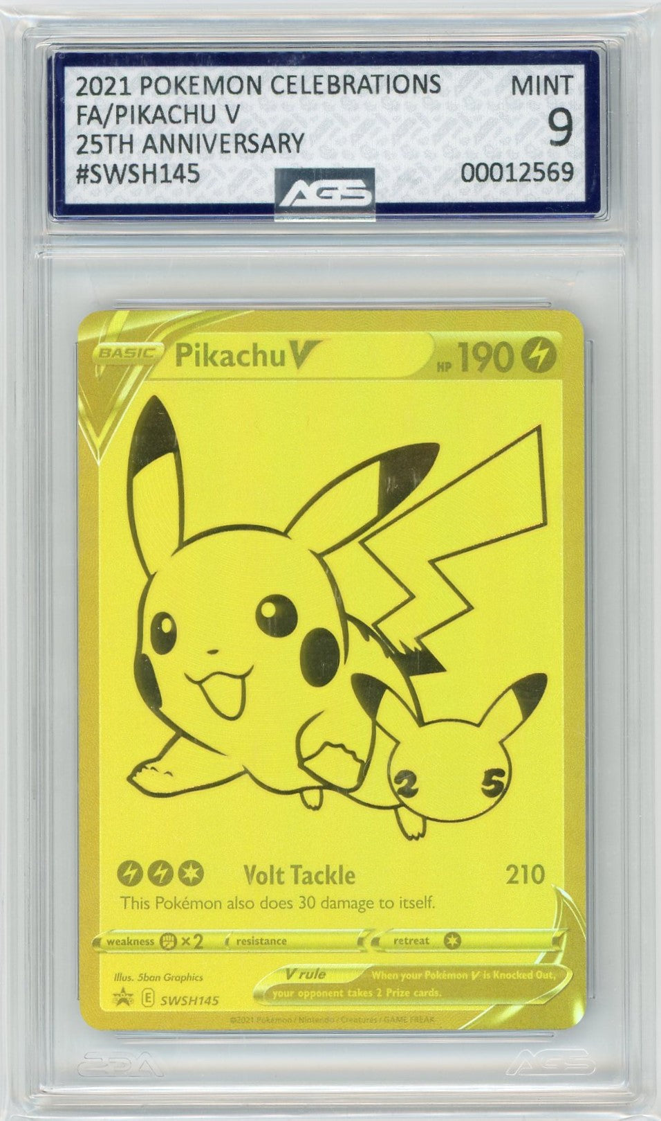 Ags (Mint 9) Pikachu V #145 - Sword & Shield Promos (#00012569)