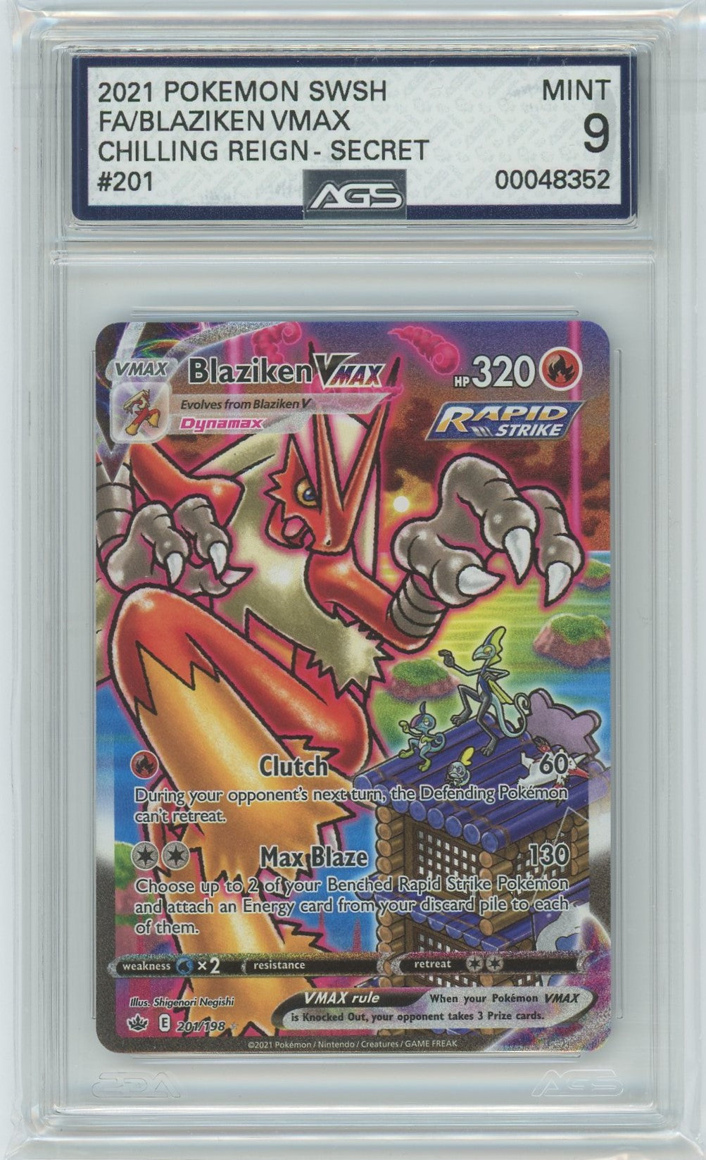 Ags (Mint 9) Blaziken Vmax #201 - Chilling Reign (#00048352)