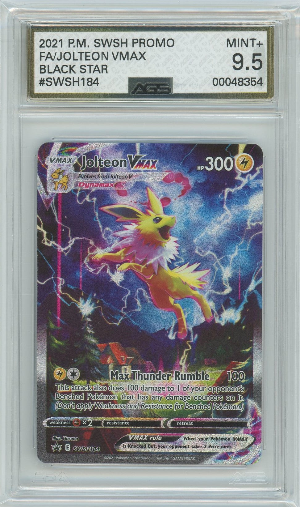 Ags (Mint+ 9.5) Jolteon Vmax #Swsh184 - Sword & Shield Promos (#00048354)