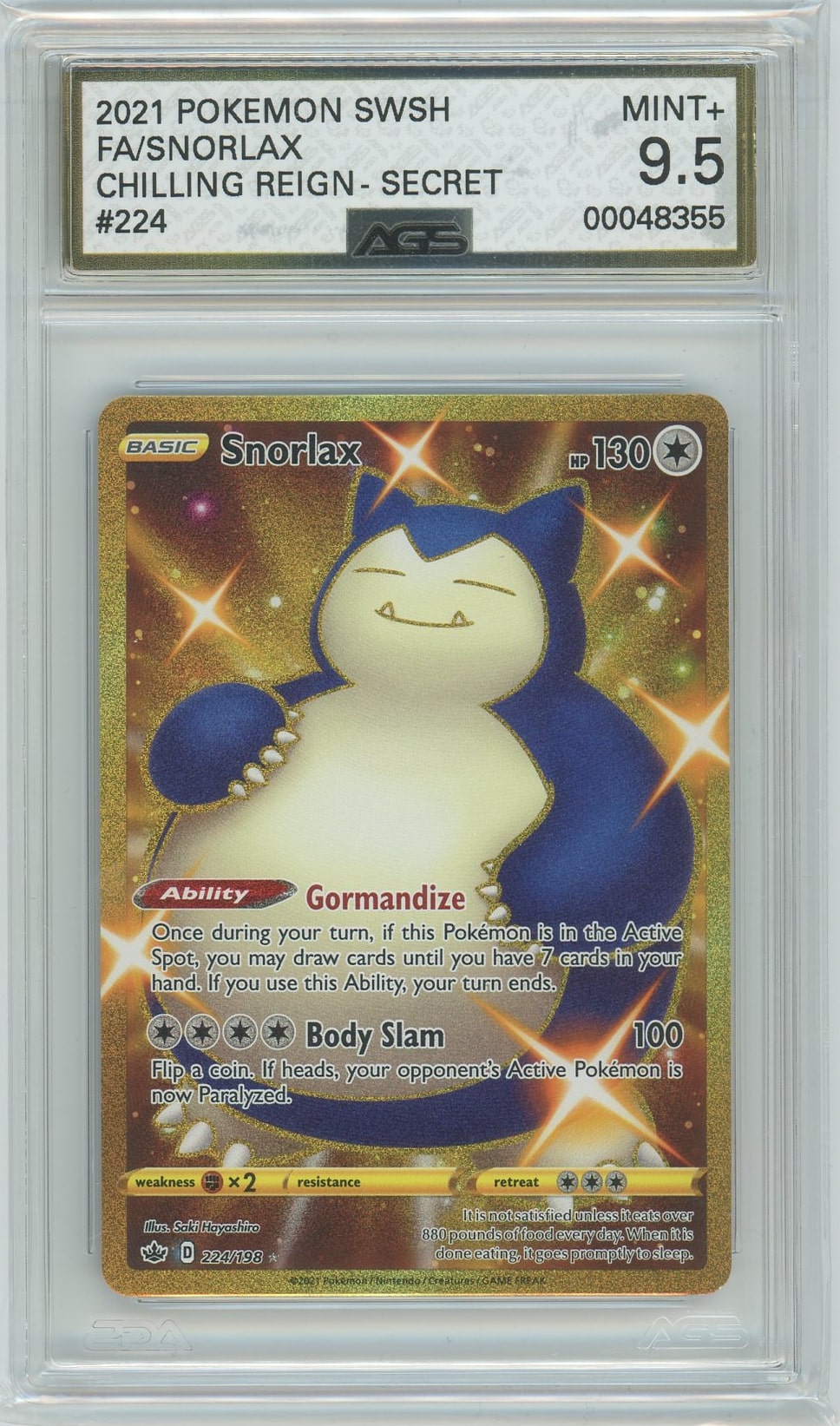 Ags (Mint+ 9.5) Snorlax #224 - Chilling Reign (#00048355)