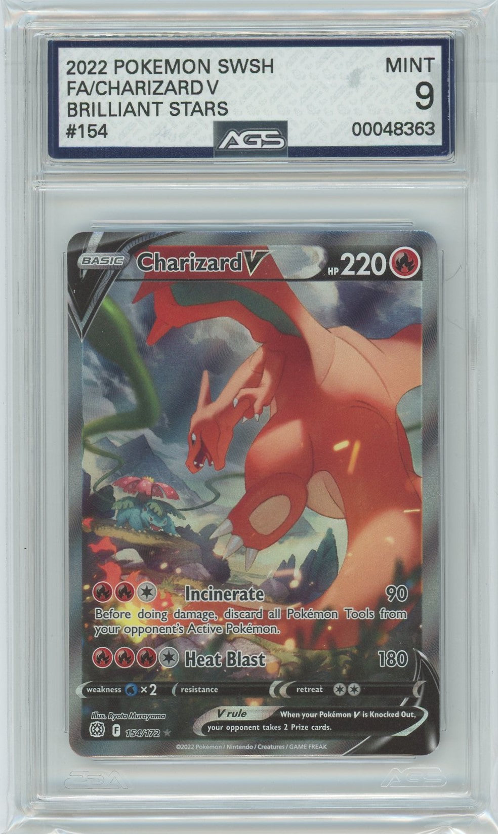Ags (Mint 9) Charizard V #154 - Brilliant Stars (#00048363)