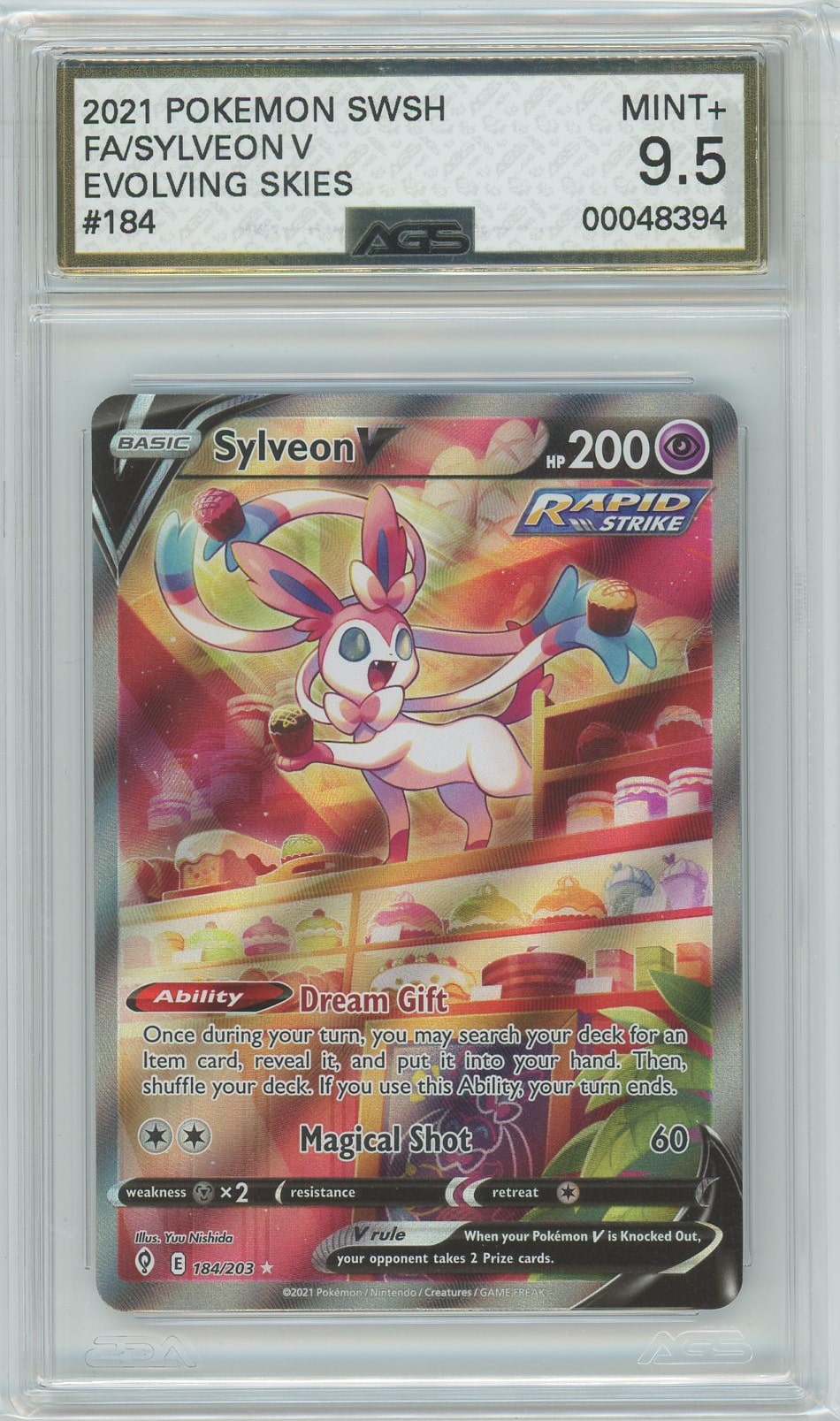 Ags (Mint+ 9.5) Sylveon V #184 - Evolving Skies (#00048394)