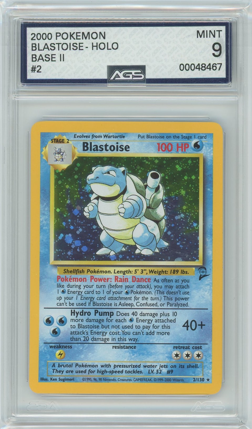 Ags (Mint 9) Blastoise #2 - Base Set 2 (#00048467)
