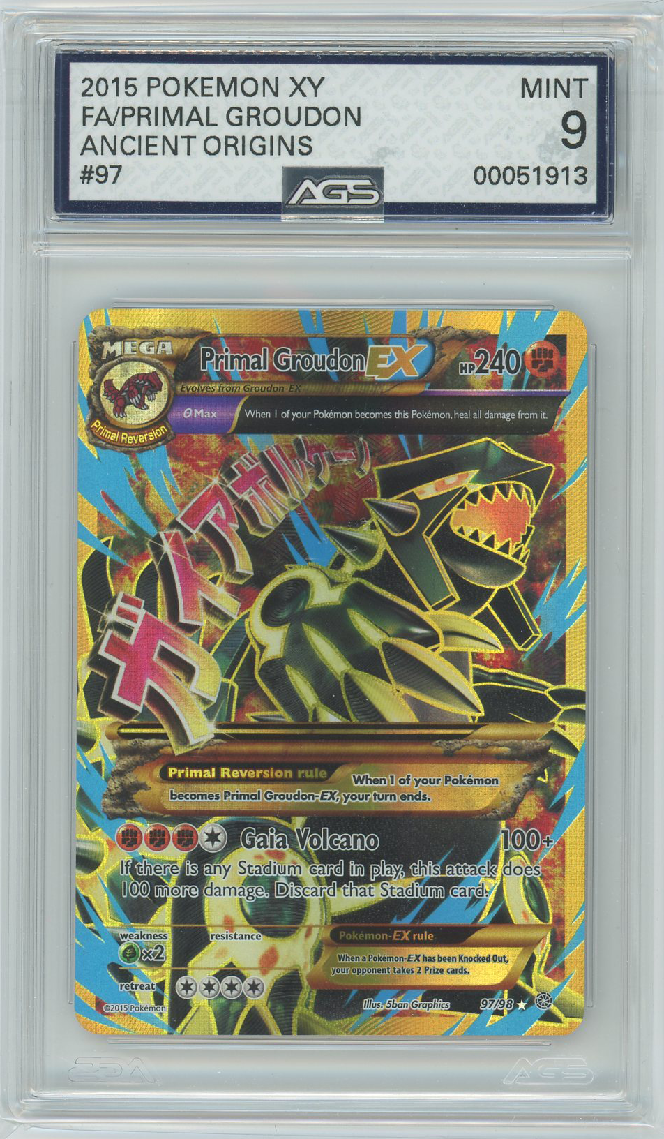 Ags (Mint 9) Primal Groudon #97 - Ancient Origins (#00051913)