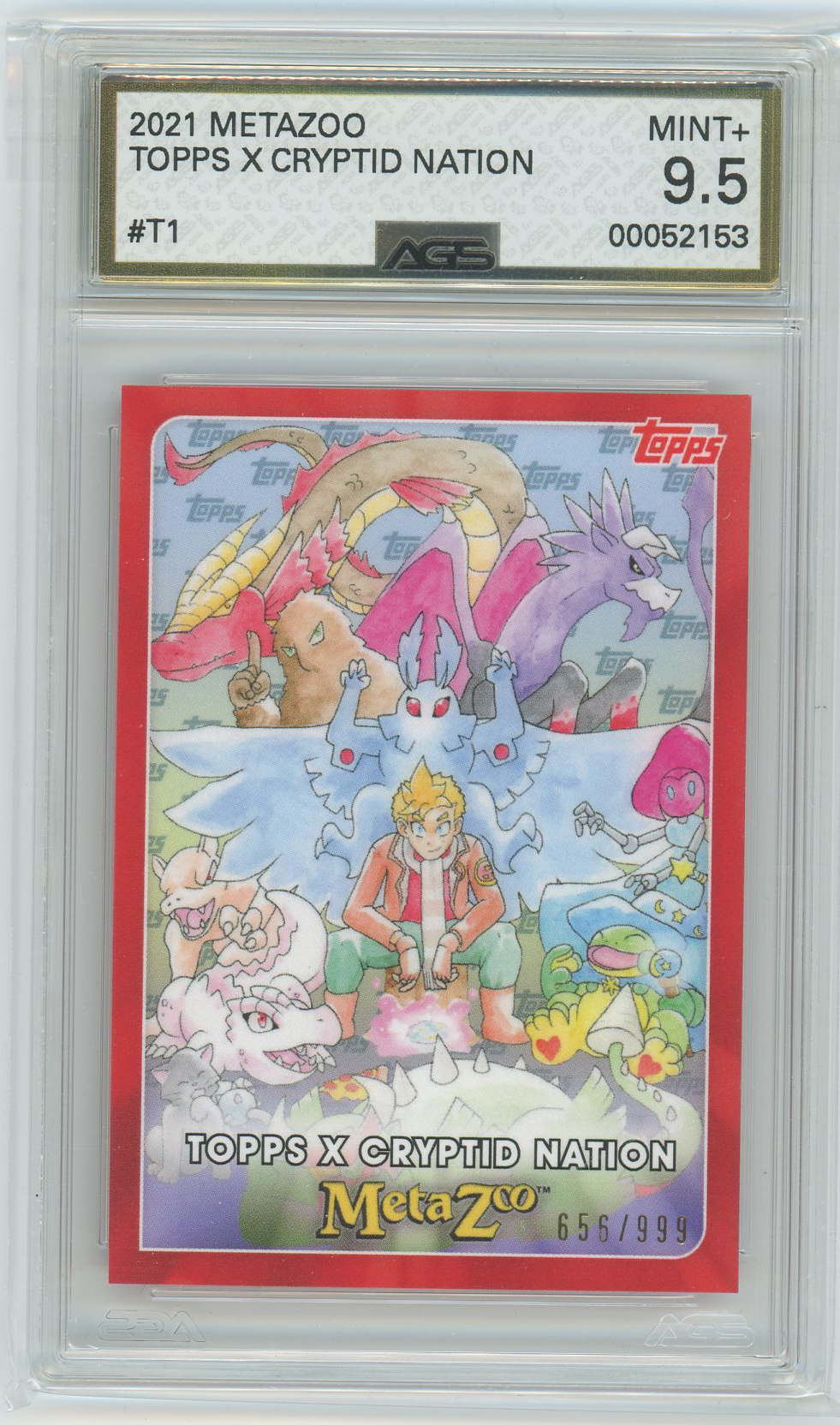 Ags (Mint+ 9.5) Topps X Cryptid Nation Collaboration #T1 - Serialized # 656/999 - 2021 Topps Metazoo Cryptid Nation (#00052153)