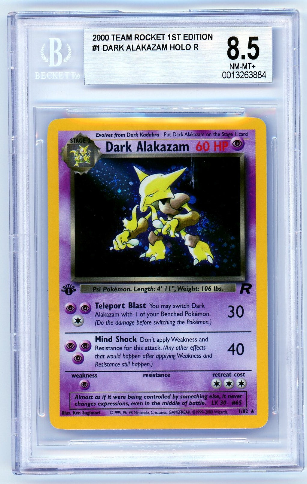 BGS 8.5 (Nm-Mt+) Dark Alakazam Holo - 2000 Pokemon Team Rocket 1St Edition (#0013263884)