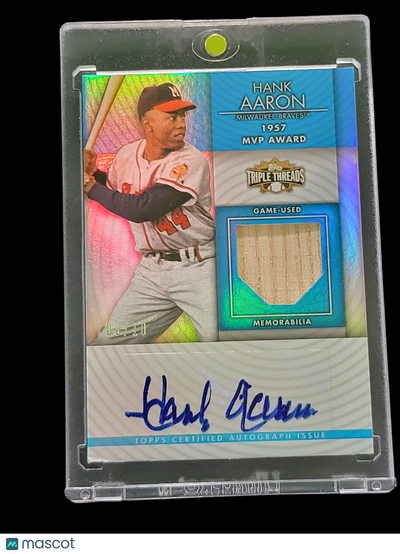 Sports Topps 2012 Topps Triple Hank Aaron Ttuar-40 Topps Certified Auto Memorabilia Game-Used