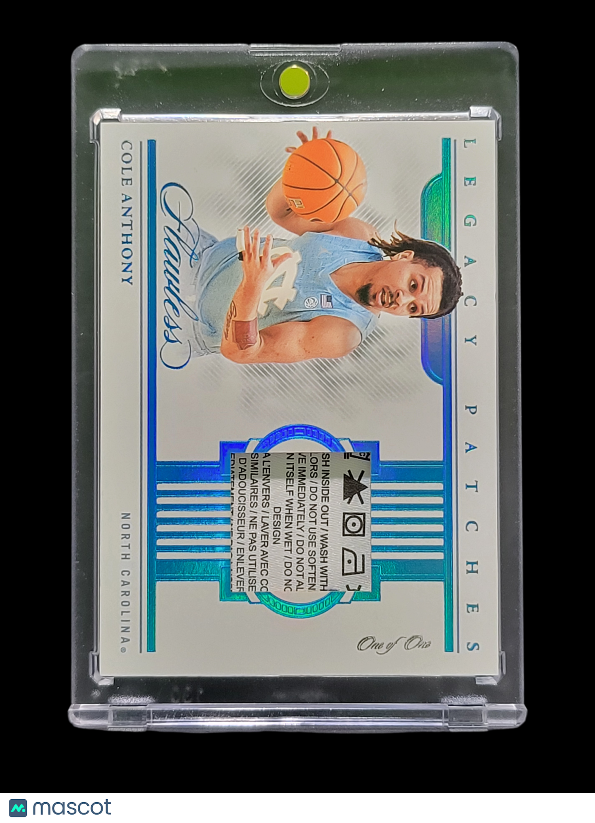 Sports Panini 2022 Panini Flawless Collegiate Cole Anthony #LP-Can Laundry Tag Patch 1/1