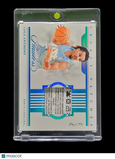 Sports Panini 2022 Panini Flawless Collegiate Cole Anthony #LP-Can Laundry Tag Patch 1/1