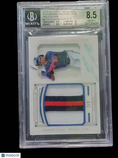 Sports Panini 2019 Panini Treasures Shadowbox Holo Silver Ronald Acuna Jr. #41 /5 BGS Auto 9