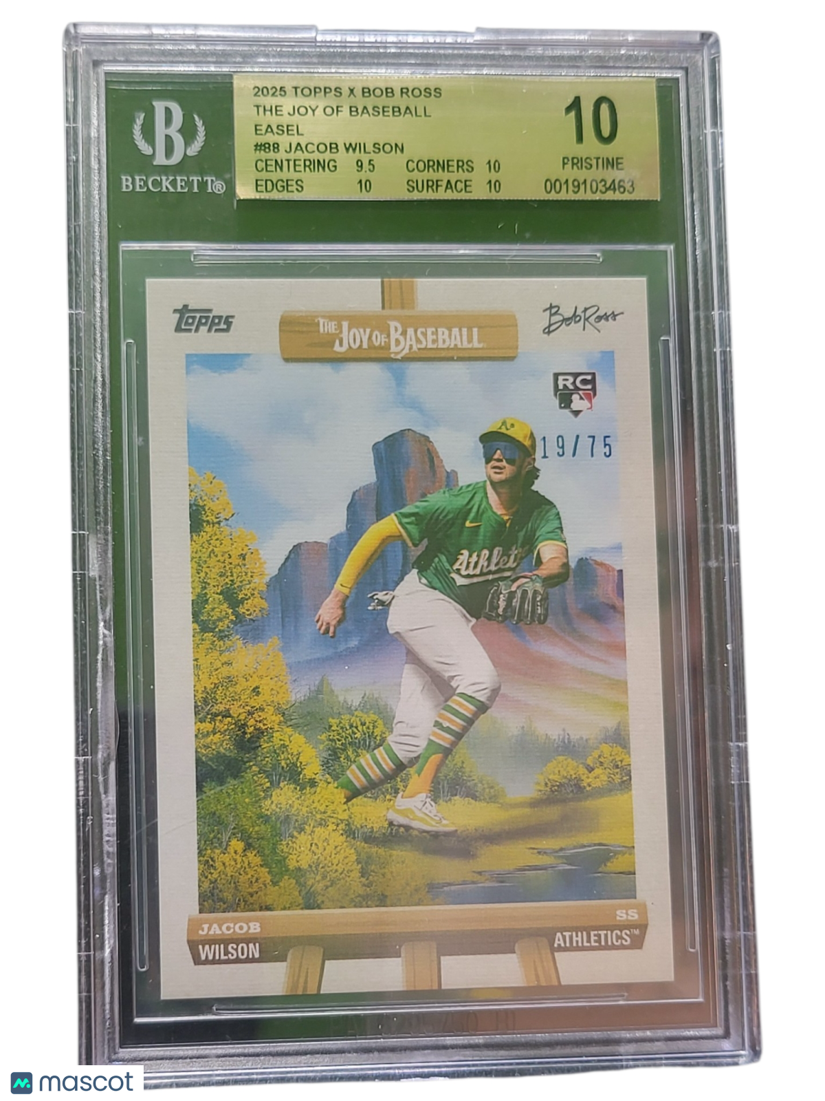 Baseball Topps 2025 Topps X Bob Ross The Joy Of Baseball Easel Jacob Wilson #88 BGS 10