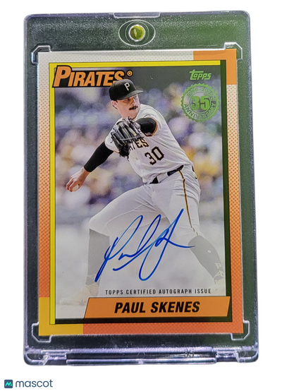 Baseball Topps 2025 Topps 1990 Topps Baseball Autograph Paul Skenes #90a-Ps Orange