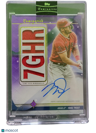 Sports Topps 2023 Topps Mike Trout #Hrkar-Mt1 Purple Home Run Kings Auto Relic Game-Used