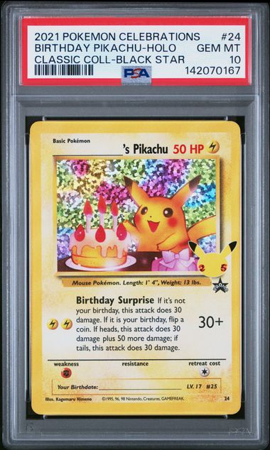 Pokémon Pikachu PokéMon Celebrations Birthday Black Star Promo #24 PSA 10