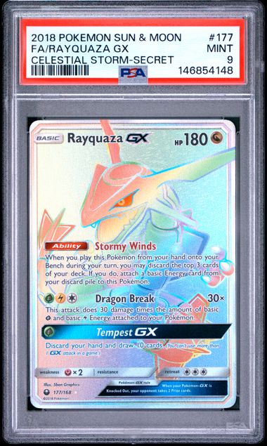 Pokémon Fa/Rayquaza GX - 2018 Pokemon Sun & Moon Celestial Storm - PSA 9
