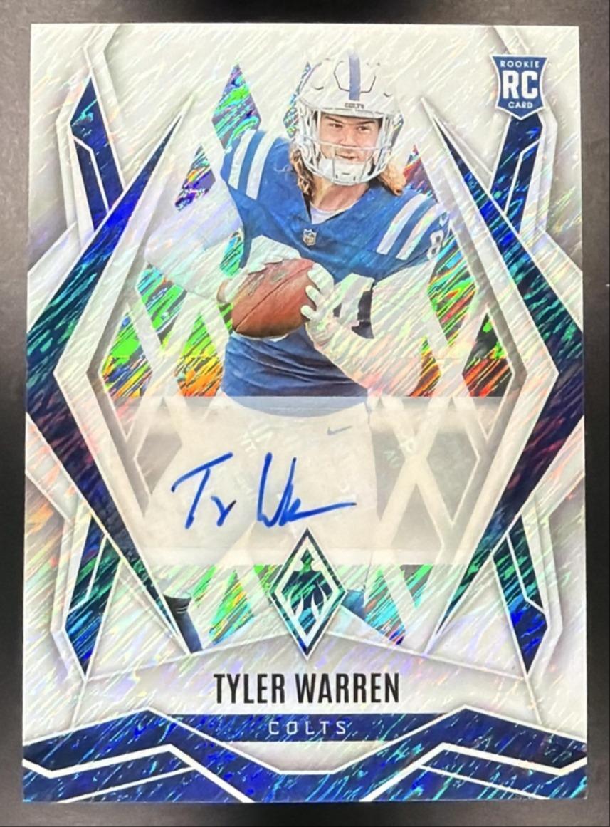 Football Panini 2025 Panini Phoenix Tyler Warren #185 Rookies Auto White Shimmer Prizm 1/1 Rc