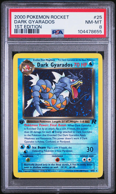Pokémon 2000 Team Rocket - 1st Edition English Dark Gyarados #25 PSA 8