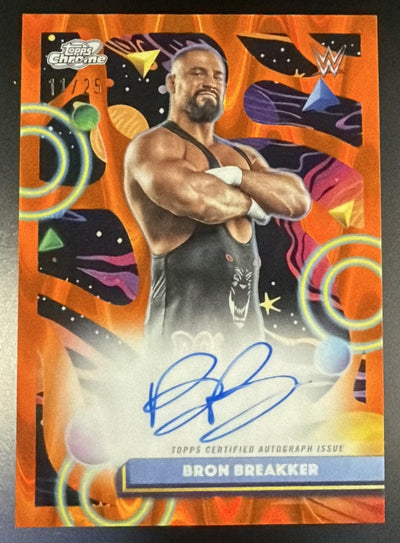 WWE Wrestling Topps 2026 Topps Cosmic Chrome Bron Breakker Galactic Orange Auto /25