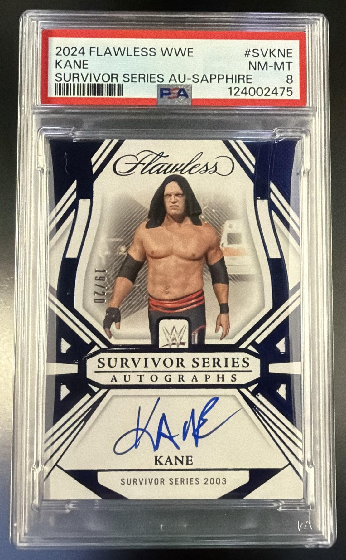 WWE Wrestling Panini 2024 Panini Flawless WWE Flawless Survivor Series Autographs Sapphire Kane #Svkne /20 PSA 8