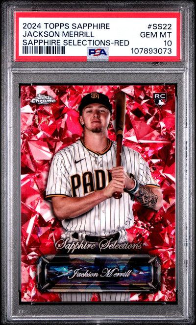 Baseball Topps 2024 Topps Chrome Sapphire Sapphire Selections Update-Red Jackson Merrill #Ss22 PSA 10