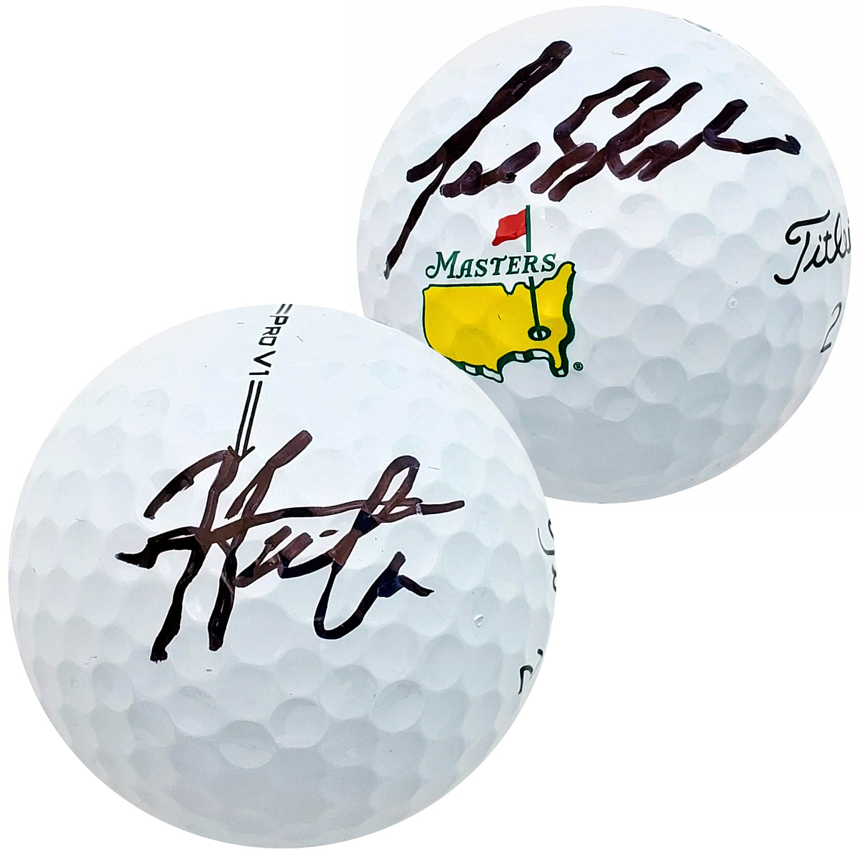 Hideki Matsuyama & Lee Elder Autographed Titleist Masters Logo Golf Ball Beckett Bas Qr Stock #197453