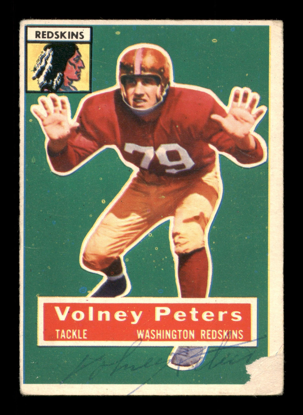 Volney Peters Autographed 1956 Topps Card #73 Washington Sku #197971