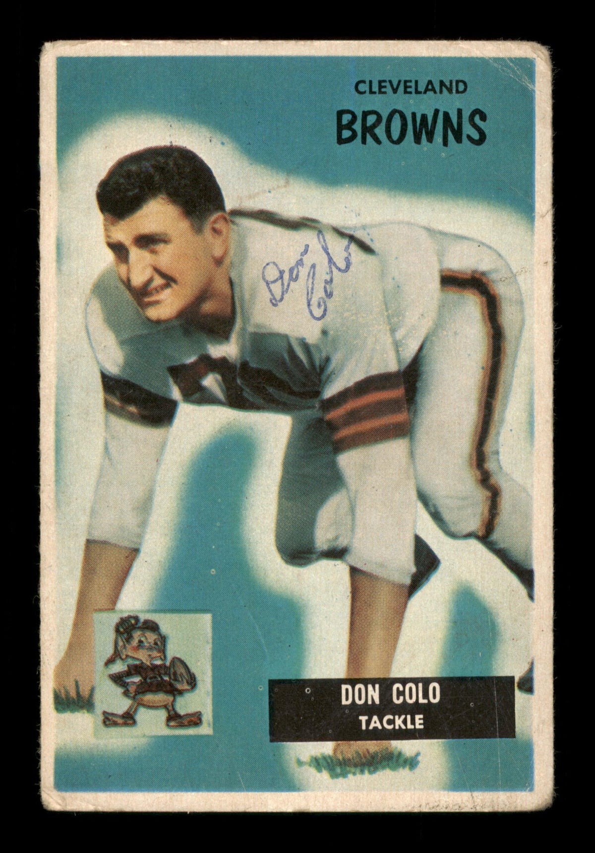 Don Colo Autographed 1955 Bowman Rookie Card #159 Cleveland Browns Sku #198035