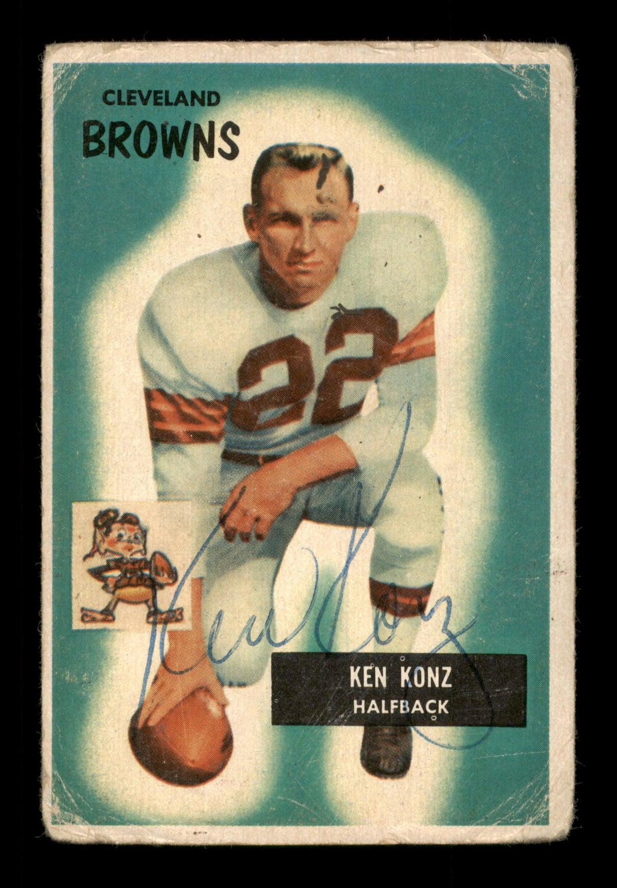 Ken Konz Autographed 1955 Bowman Rookie Card #113 Cleveland Browns Sku #198043