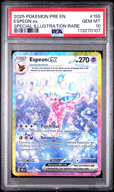 Pokémon 2025 Pokemon Scarlet And Violet Prismatic Evolutions Special Illustration Rare Espeon EX #155 PSA 10 113270107