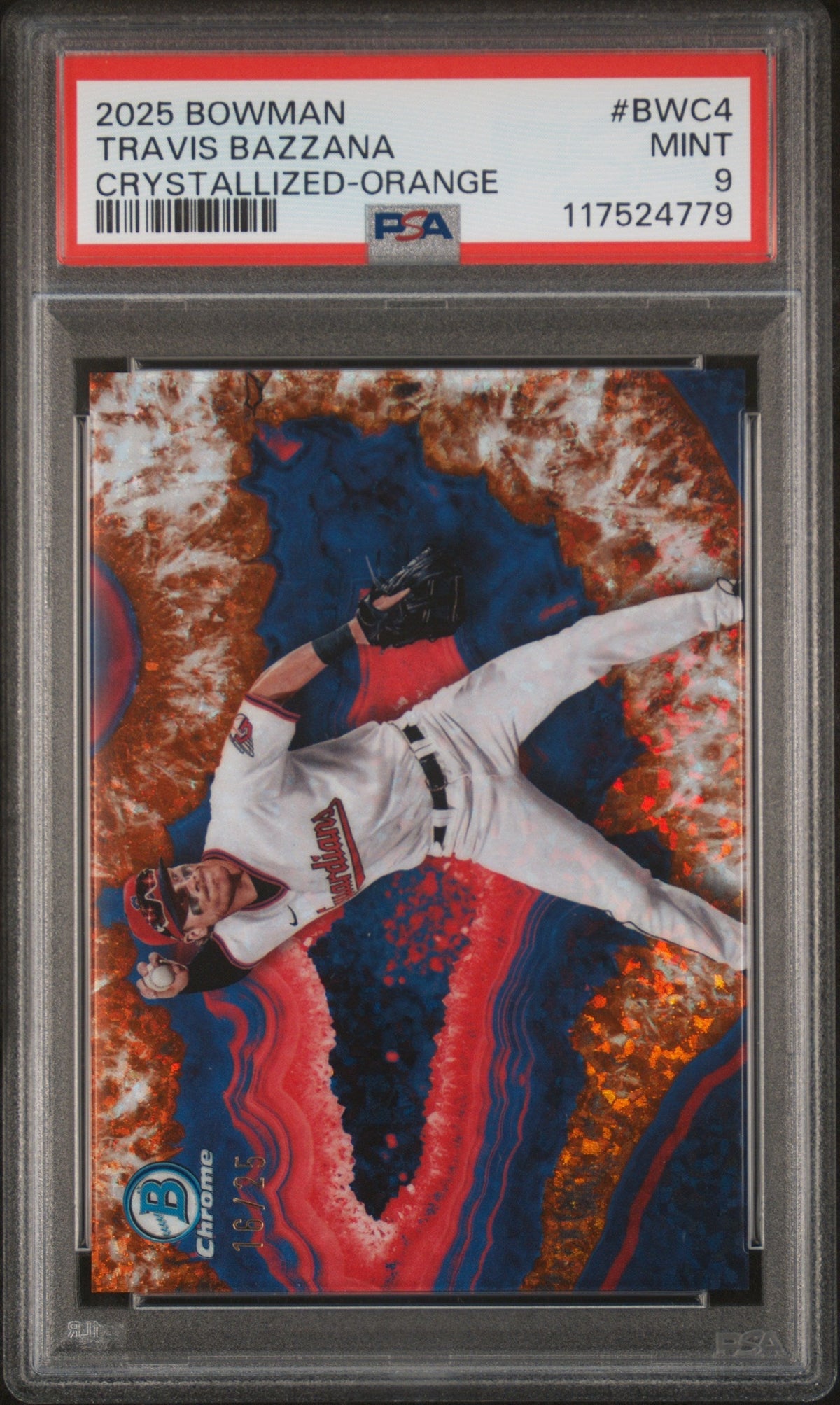 Baseball Bowman 2025 Bowman #Bwc4 Travis Bazzana Crystallized-Orange PSA 9