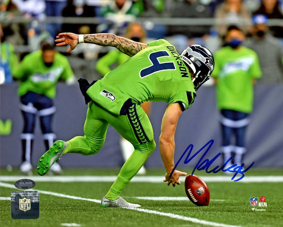 Michael Dickson Autographed 8X10 Photo Seattle Seahawks Double Punt Mcs Holo Stock #200283