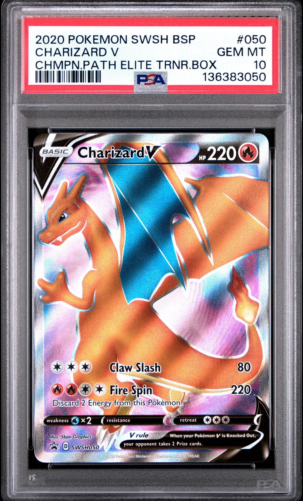 [PSA 10 - Gem Mt] Charizard V #050 - Chmpn.Path Elite Trnr.Box - Pokemon Swsh Black Star Promo (2020)