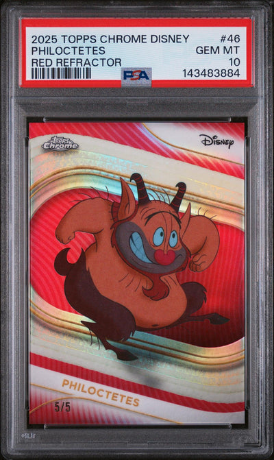 Sports Topps 2025 Topps Chrome Disney Red Refractor Philoctetes #46 5/5 PSA 10