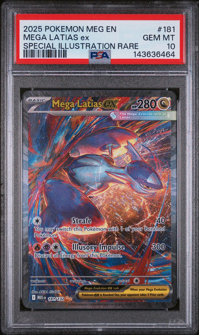 Pokémon Panini 2025 Pokemon Mega Evolution Special Illustration Rare Mega Latias EX #181 PSA 10