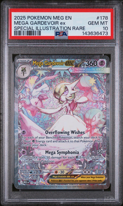 Pokémon Panini 2025 Pokemon Mega Evolution Special Illustration Rare Mega Gardevoir EX #178 PSA 10