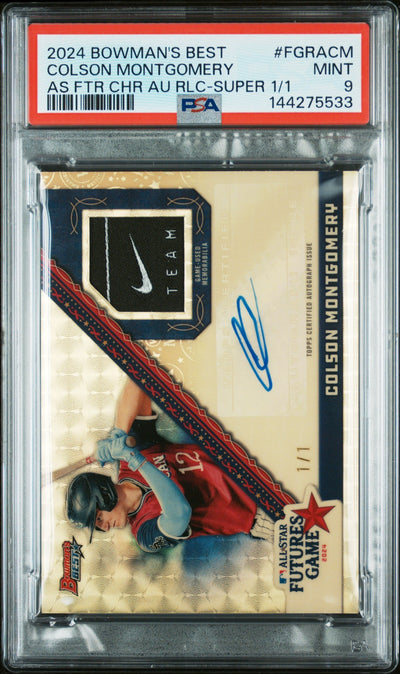 Baseball Bowman 2024 Bowman'S Best 2024 MLB All-Star Futures Game Chrome Autograph Relics Superfractor 1/1 Colson Montgomery #Fgracm PSA 9