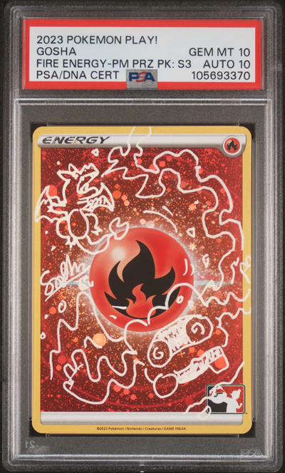 Pokémon PSA Auto Gem Mt Gosha Fire Energy Fire Energy-Pm Prz Pk: S3