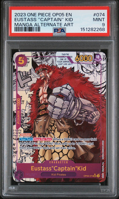 One Piece TCG 2024 One Piece Awakening Of The New Era Manga Alternate Art Eustass Captain Kid #Op05074 PSA 9