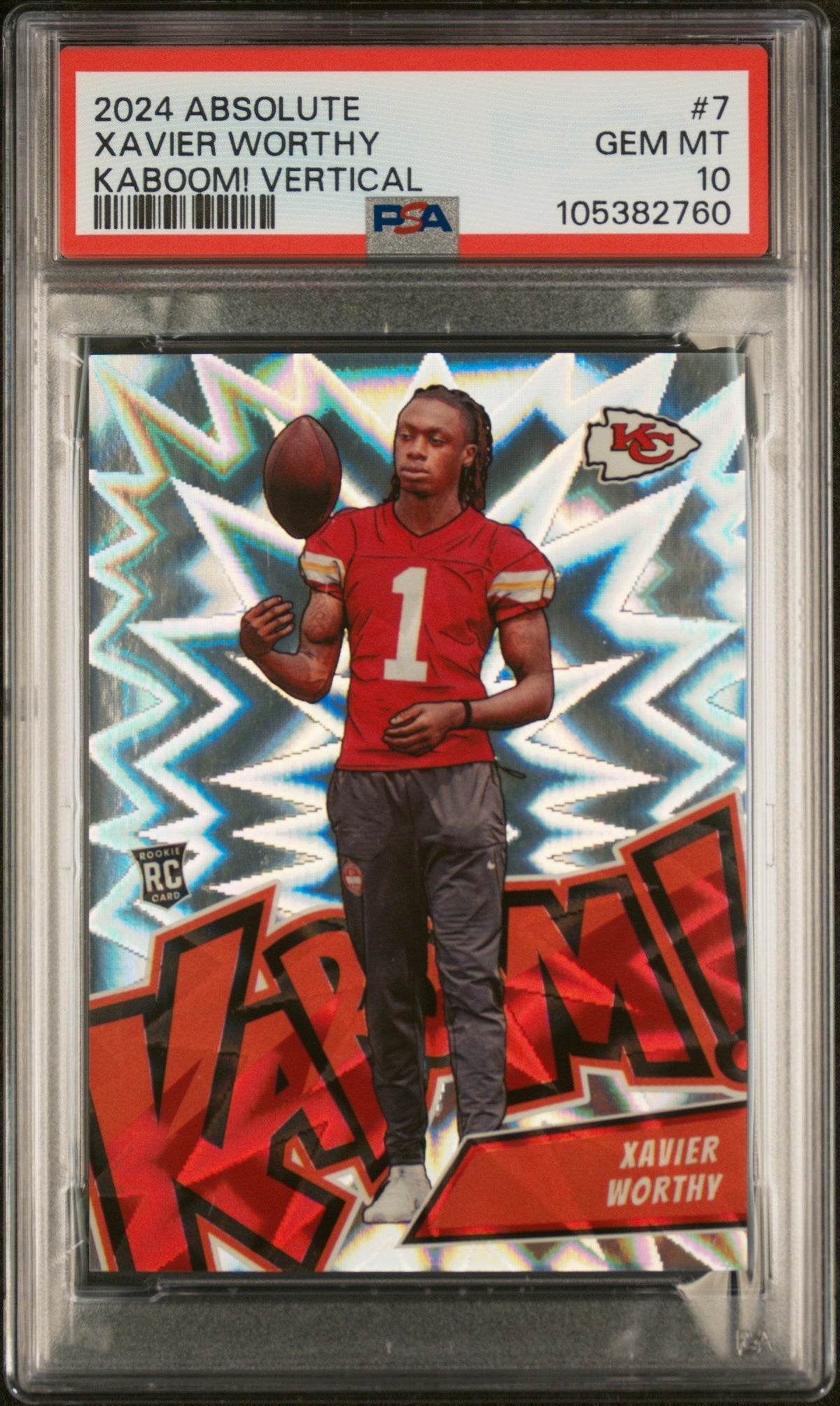 Football Panini 2024 Panini Absolute Kaboom! Vertical Xavier Worthy #7 PSA 10